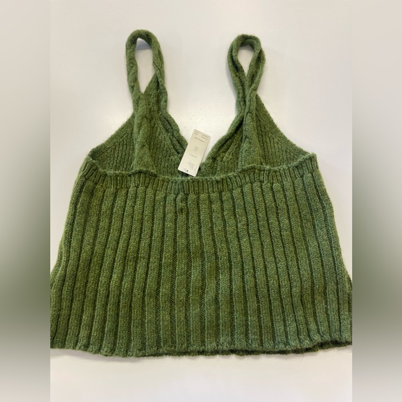 NWT Green Cable Knit Anthropologie Sweater Cropped Tank Top sz XL - Picture 8 of 9